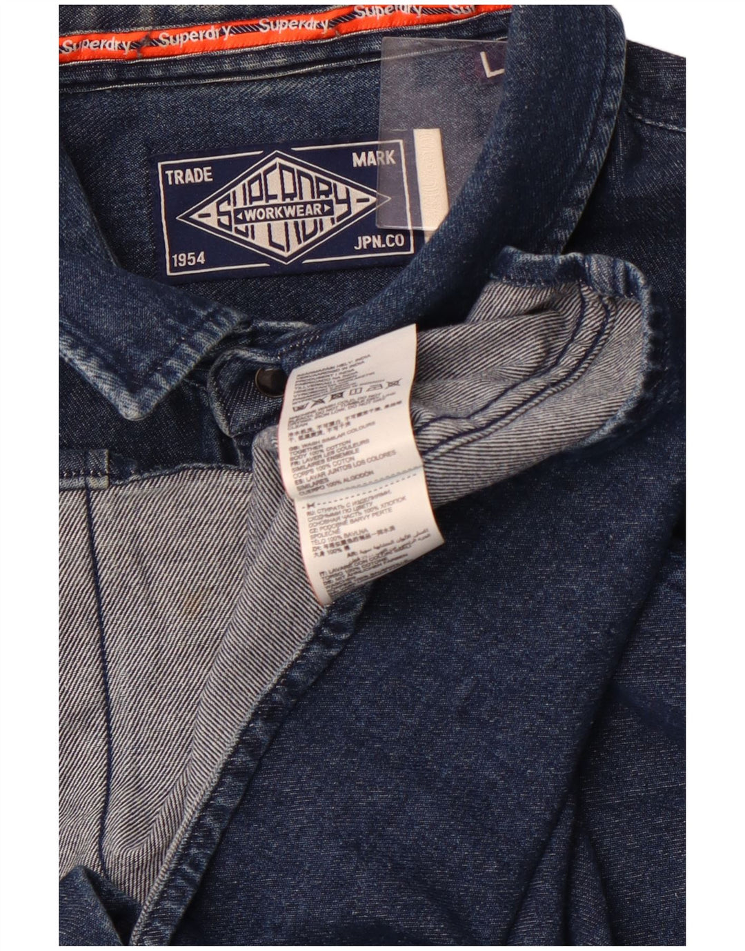 Cămașă de blugi pentru bărbați SUPERDRY din bumbac mare, albastru bleumarin