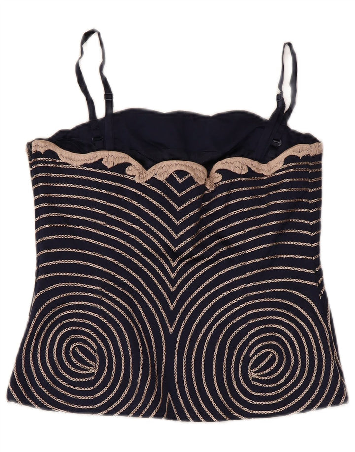 COAST Top corset pentru femei UK 10 Mic Bleumarin Floral Mătase