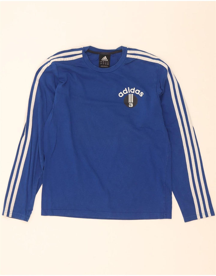 Tricou cu mânecă lungă pentru bărbați Adidas, albastru mic, din bumbac