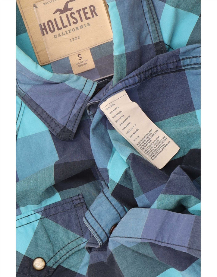 Cămașă occidentală pentru bărbați Hollister, din bumbac, albastru Gingham