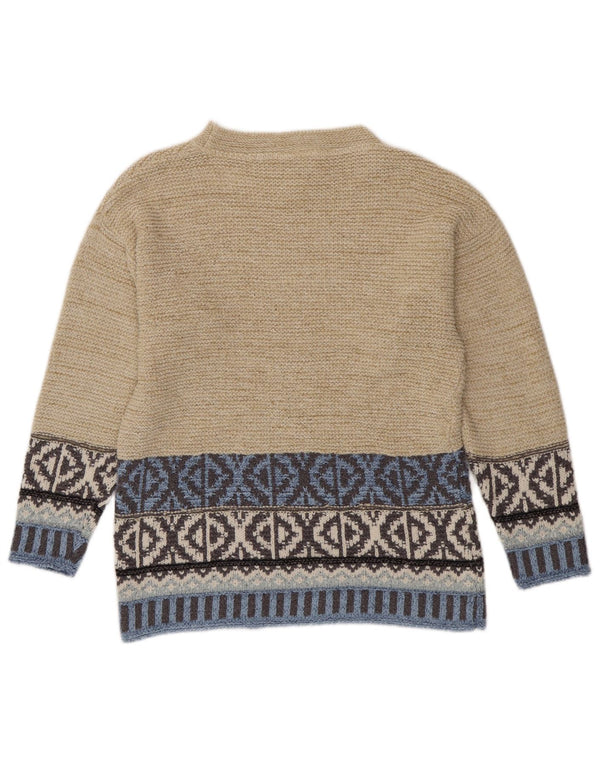 Pulover pentru damă Camelot cu gât roșu și pulover UK 10 Mic Bej Geometric