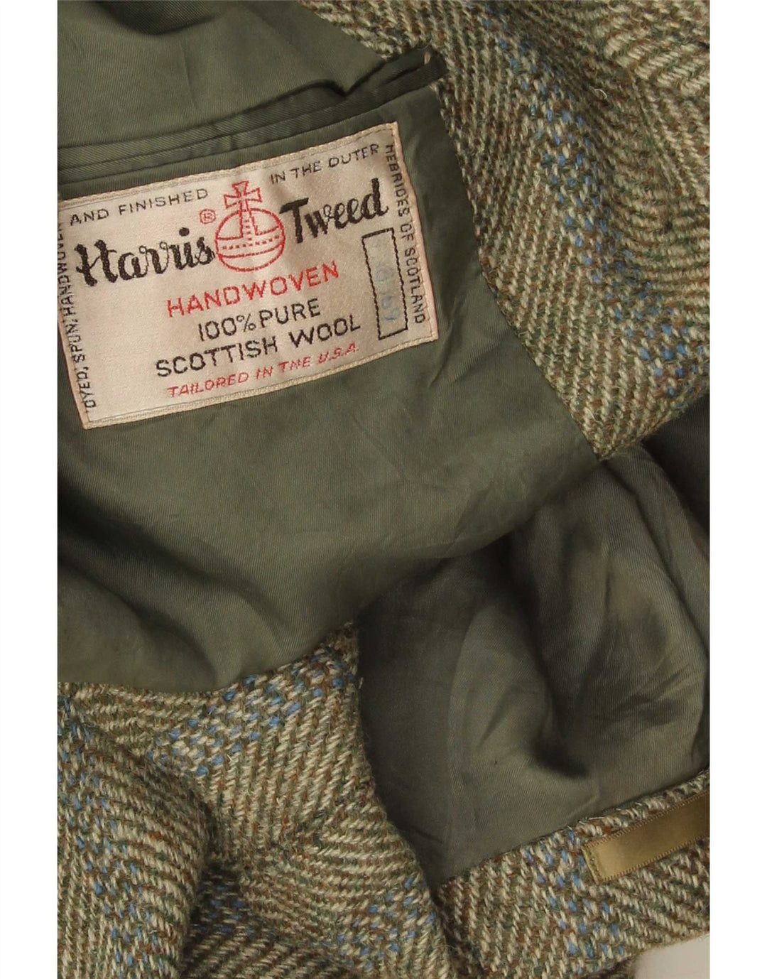 Jachetă pentru bărbați Harris Tweed, cu 3 nasturi, UK 38 Medium Khaki Herringbone