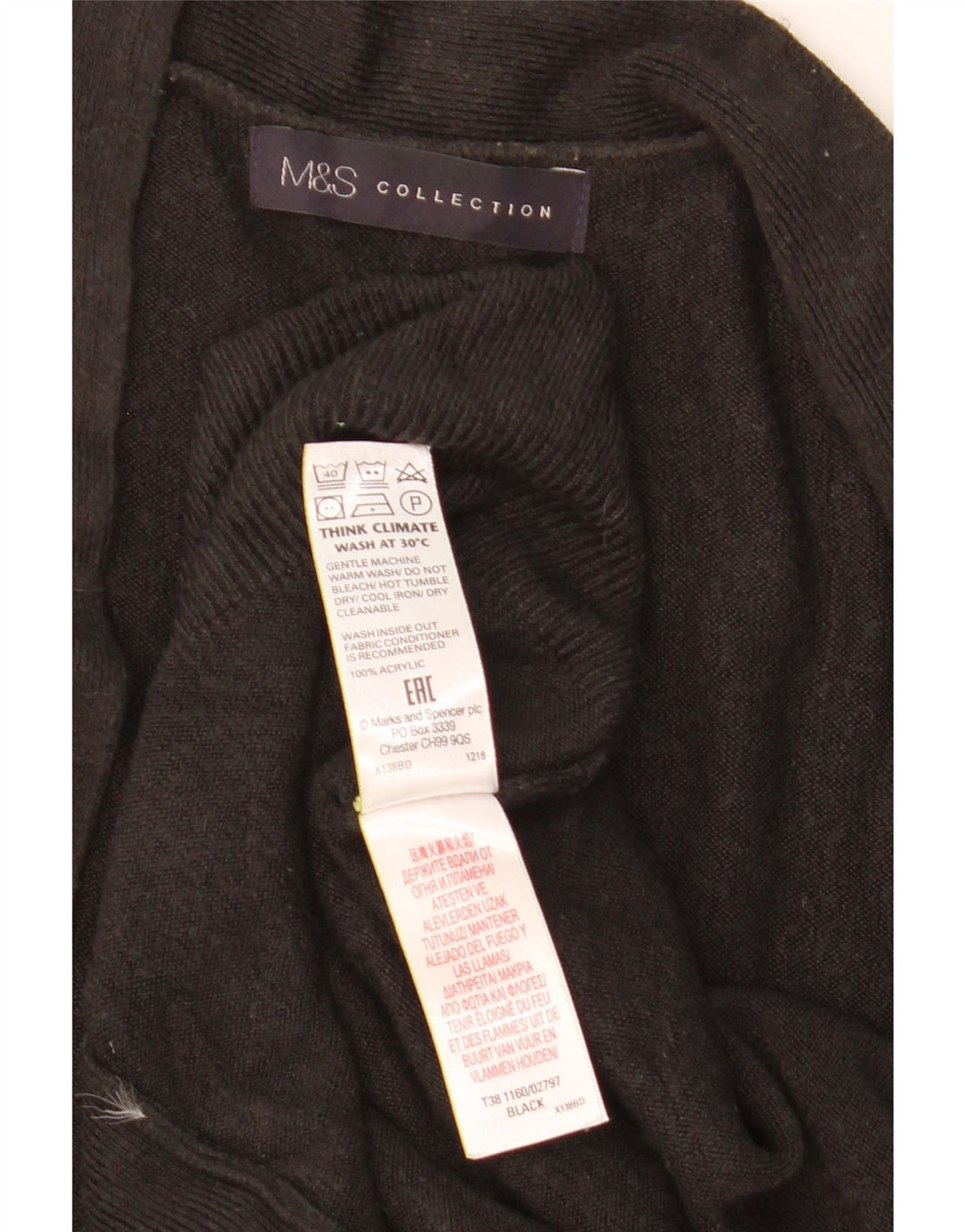 Pulover cardigan deschis pentru femei Marks & Spencer UK 14 Medium Negru Acrilic