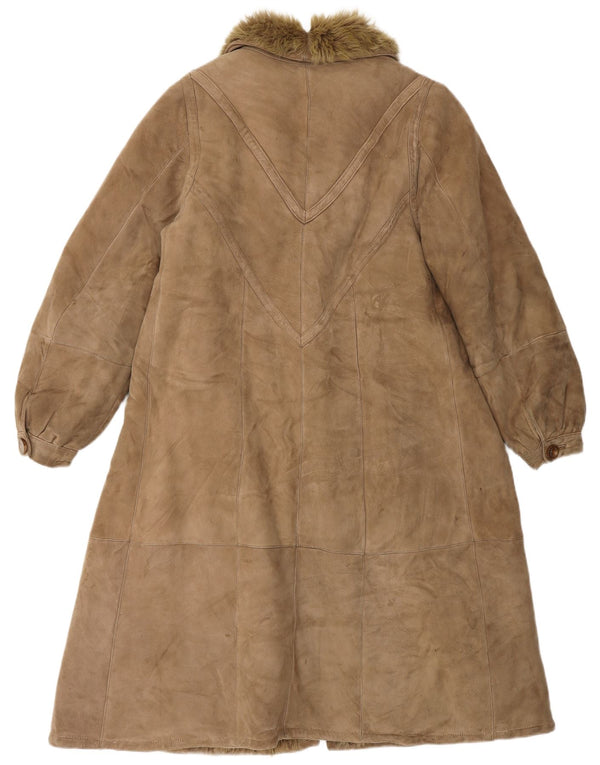 Palton pentru femei VINTAGE din shearling UK 14 maro mediu