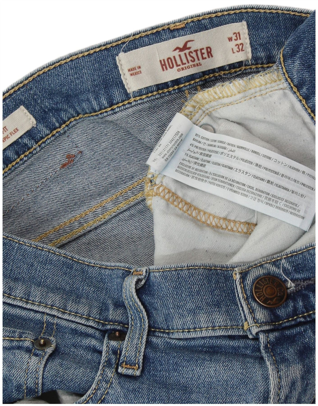 Blugi skinny pentru bărbați HOLLISTER W31 L32 bumbac albastru