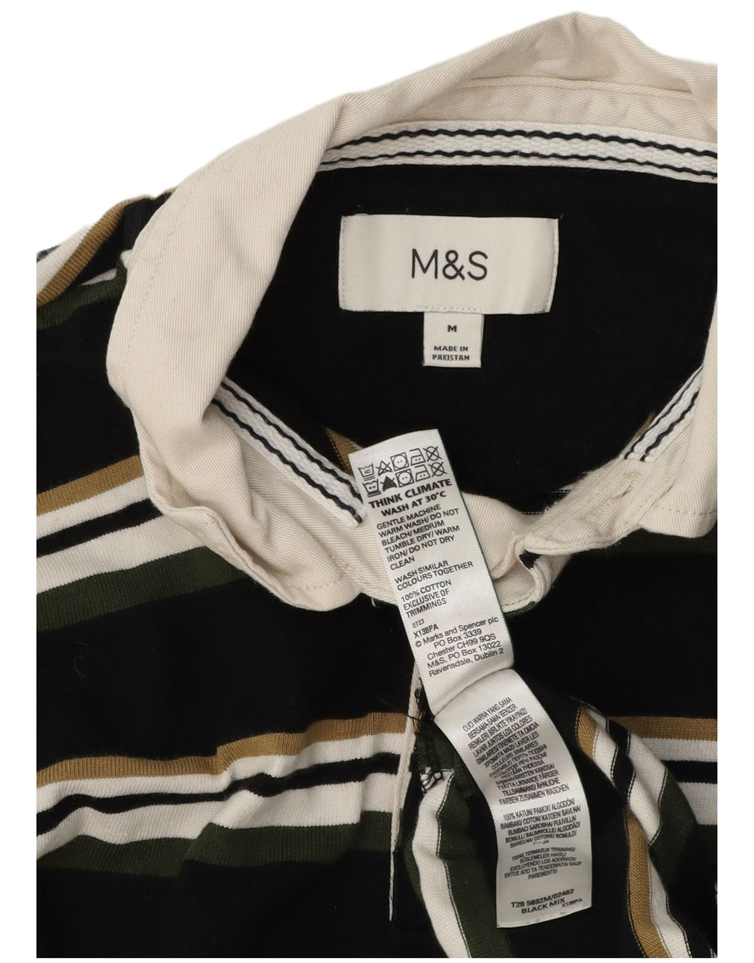 Tricou polo rugby cu mânecă lungă pentru bărbați Marks & Spencer, cu dungi negre medii