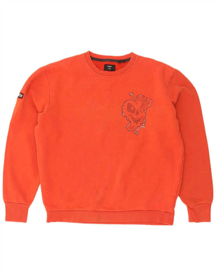 Pulover grafic Superdry pentru bărbați, bumbac portocaliu mediu