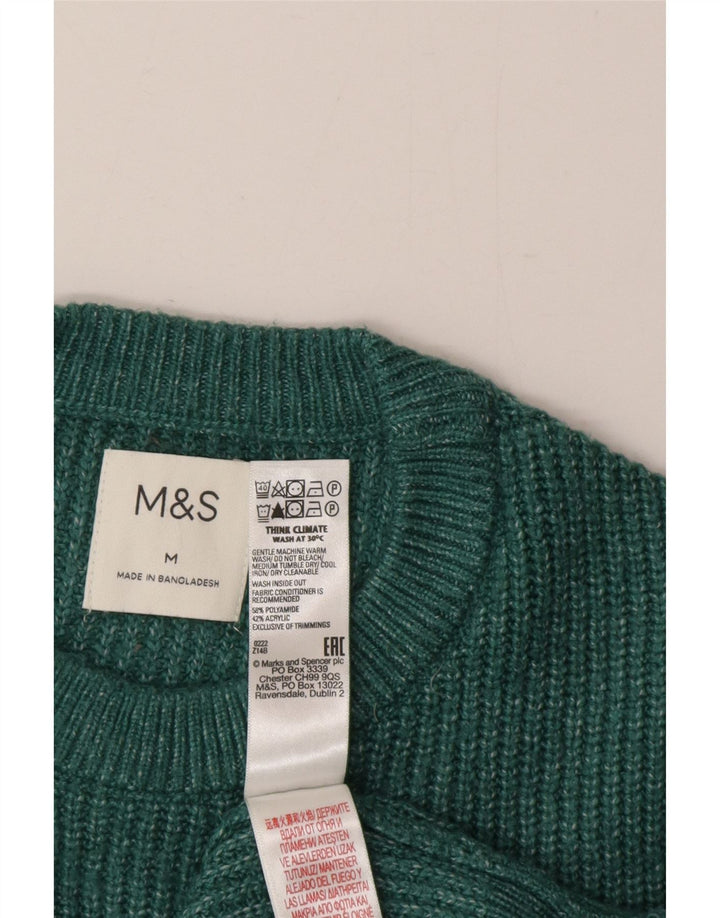 Pulover pentru bărbați Marks & Spencer, cu gât crew, poliester verde mediu