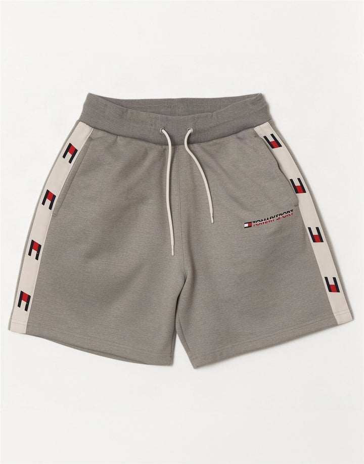 Pantaloni scurți sport grafic Tommy Hilfiger pentru bărbați, gri, poliester color bloc