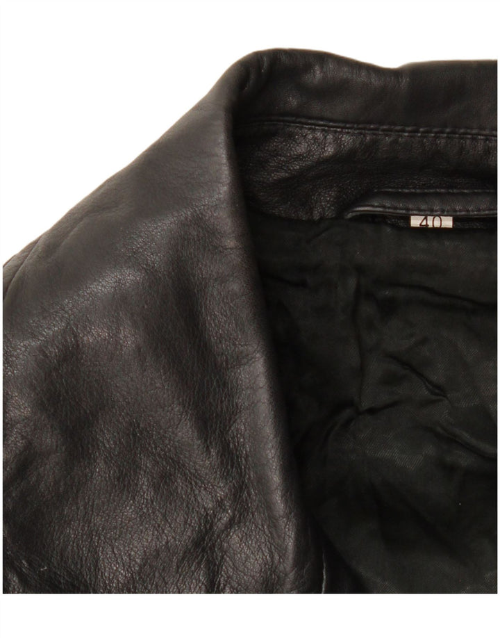 Palton supradimensionat din piele vintage pentru femei la dublu, EU 40, negru mediu