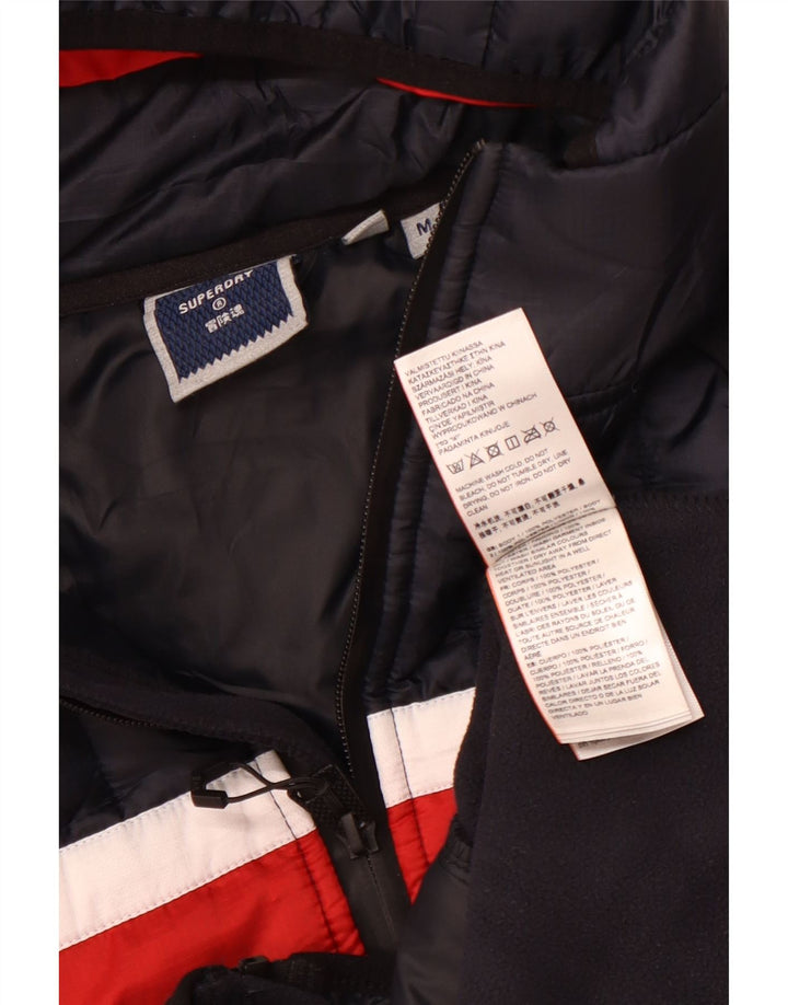 Jachetă bomber cu glugă pentru bărbați SUPERDRY UK 38 Medium Bleumarin Colorblock