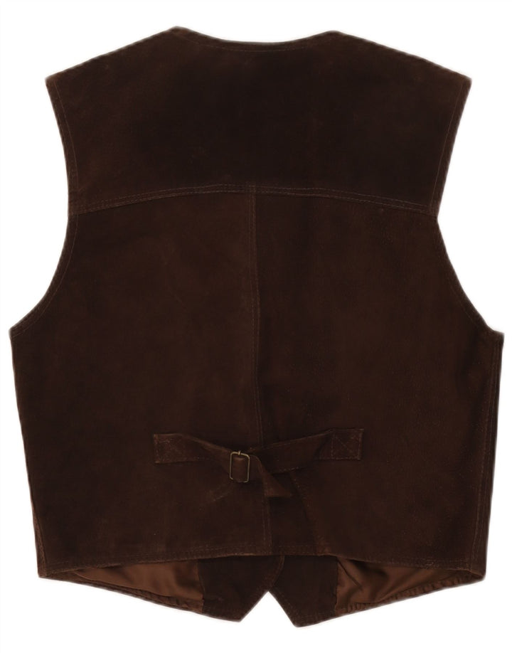 Vestă vintage de piele intoarsa pentru femei IT 48 XL maro