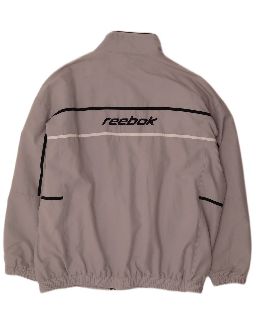 Jachetă de top pentru trening grafic Reebok pentru bărbați, mare, gri, poliester color bloc