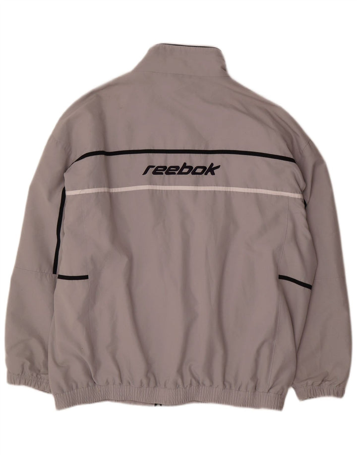 Jachetă de top pentru trening grafic Reebok pentru bărbați, mare, gri, poliester color bloc