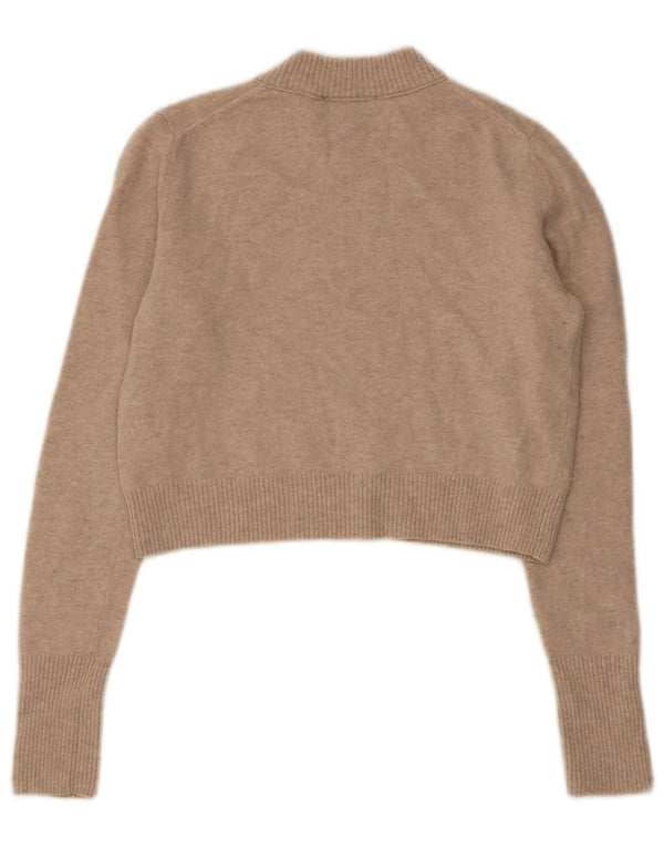 Whistles Pulover crop cu gât țestoasă pentru femei UK 8 Mic Bej Lână