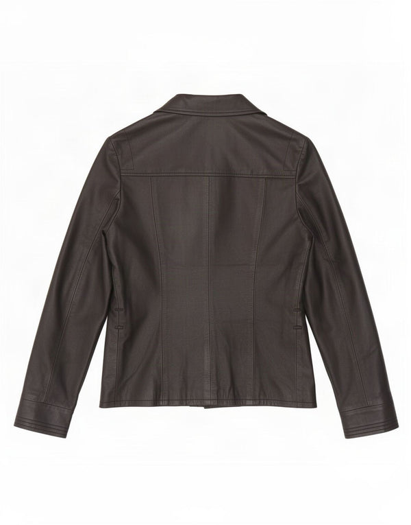 Sacou blazer din piele cu 3 nasturi Settore UK 12 Medium Negru