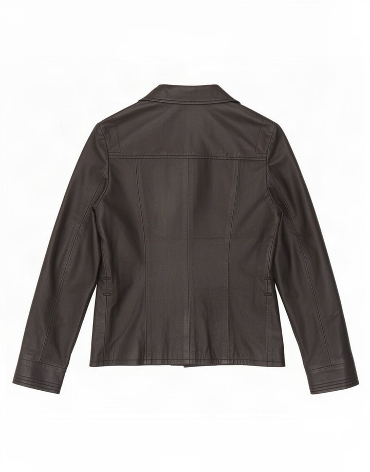 Sacou blazer din piele cu 3 nasturi Settore UK 12 Medium Negru