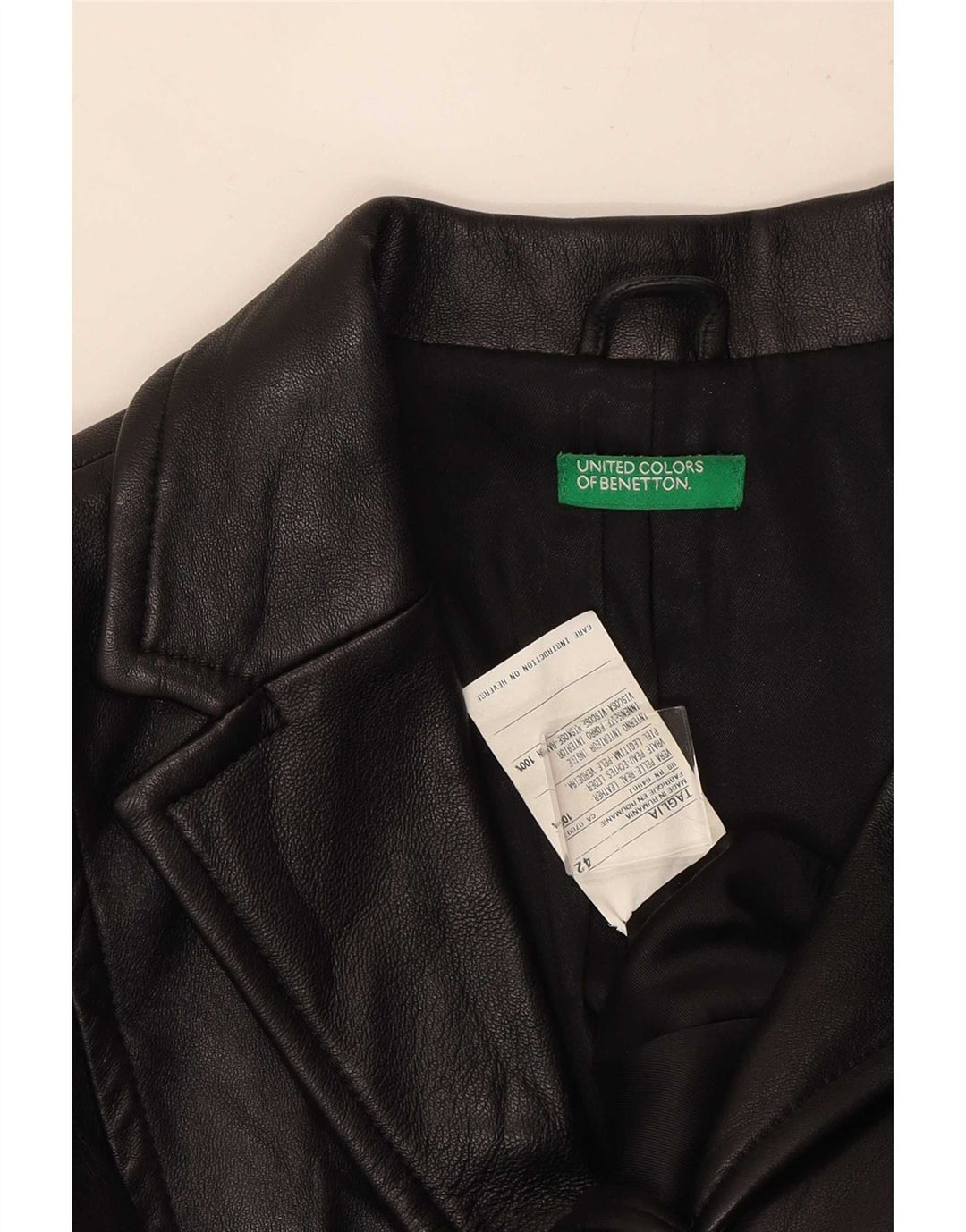 Jachetă pentru femei Benetton din piele cu 3 nasturi IT 42 Piele neagră medie