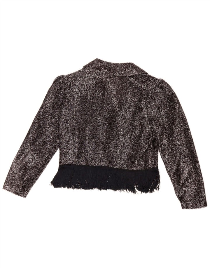 Bluză vintage pentru femei, cămașă crop UK 14 Medium Silver