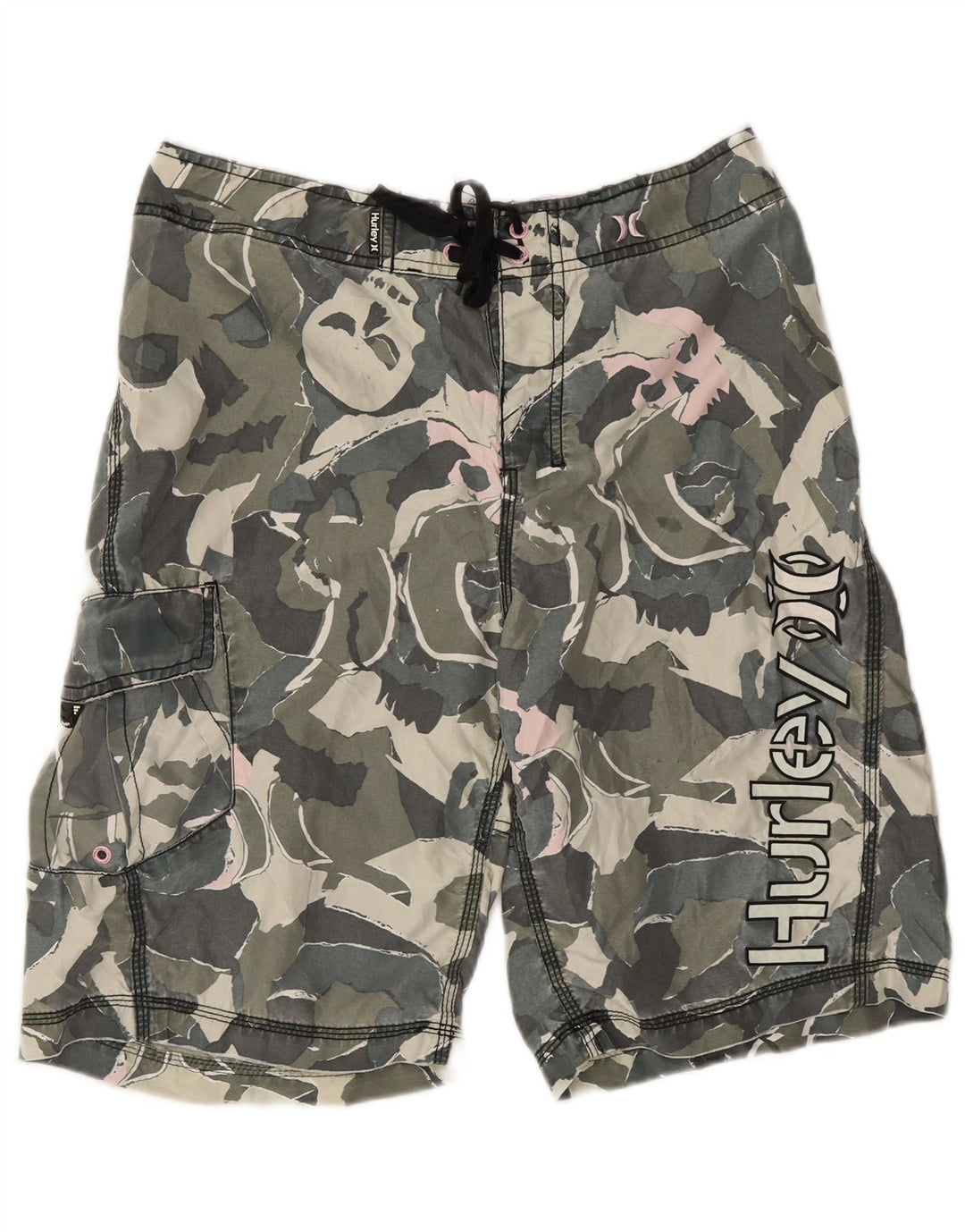 Pantaloni scurți cargo Hurley pentru bărbați W30 Poliester camuflaj verde mediu