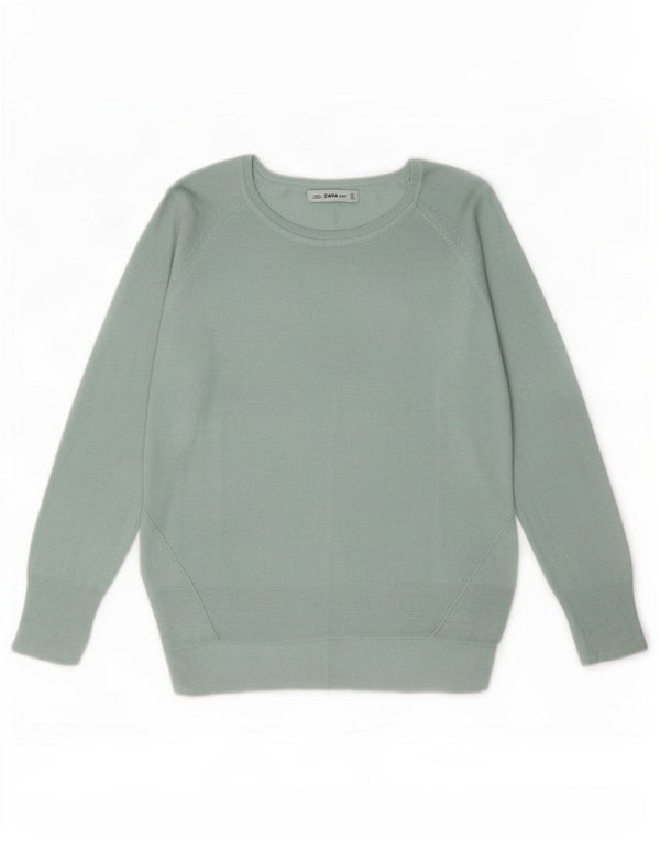 Pulover pentru femei Zara, cu gât de barcă, UK 14, mare, turcoaz, viscoză