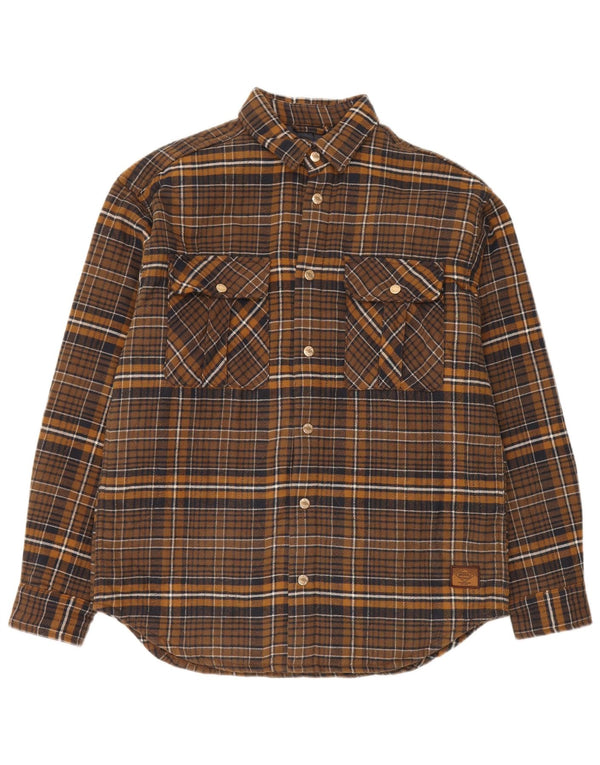 Cămașă Jack & Jones Lumberjack Flannel pentru bărbați, bumbac în carouri maro mare