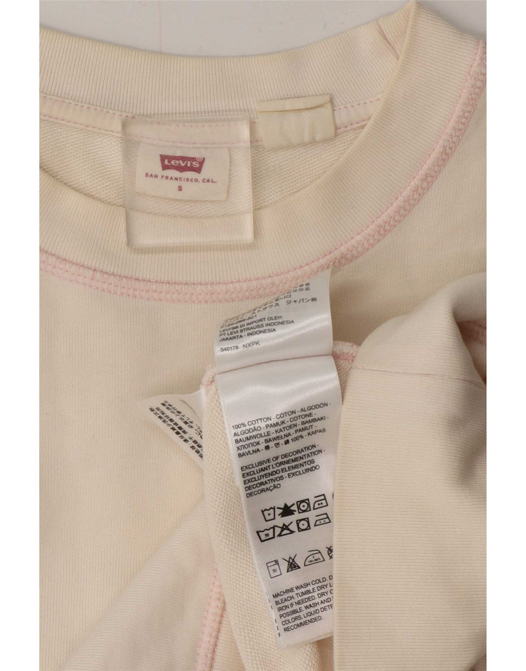 Pulover supradimensionat pentru femei Levi's, UK 10, bumbac alb