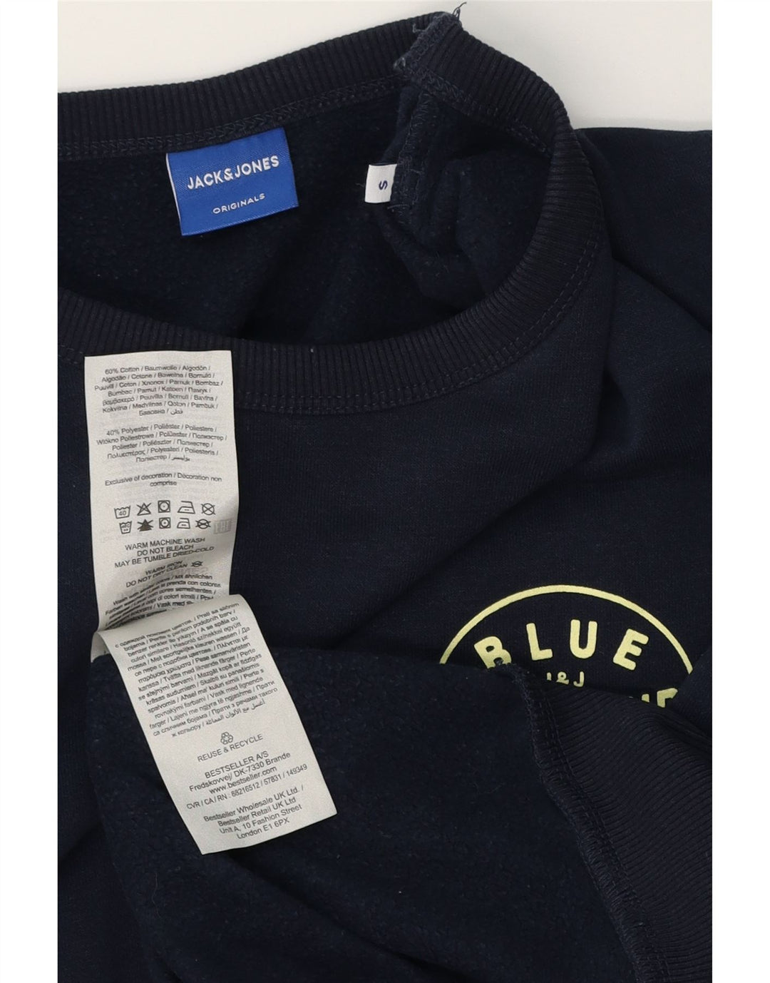 JACK & JONES Hanorac bărbătesc Pulover mic din bumbac bleumarin