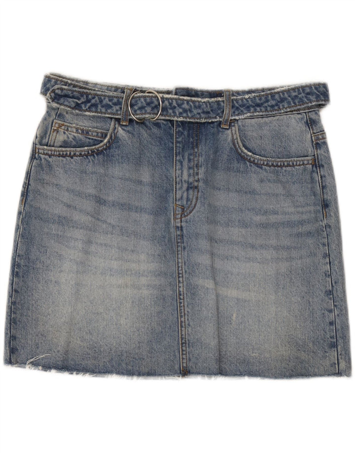 Fusta mini denim Z1975 pentru femei Zara Medium W32 Bumbac albastru