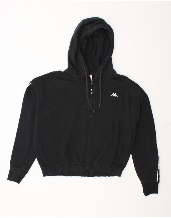 Pulover Oversized Crop Graphic Hoodie pentru femei Kappa UK 10 Bumbac negru mic