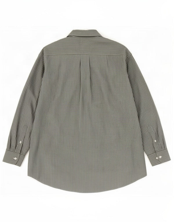 Nautica Mens Shirt Size 18 2XL Green Pinstripe Cotton
