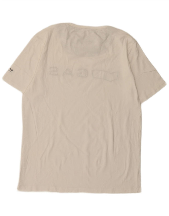 Tricou grafic pentru bărbați Gas Top mare, alb, bumbac