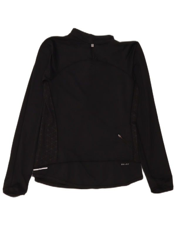 Top de trening Nike Womens Dri Fit Zip Neck Pullover UK 12 Medium Black