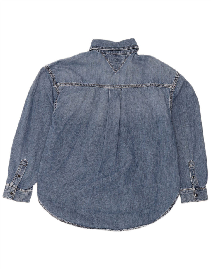 TOMMY HILFIGER Cămașă de denim supradimensionată pentru femei UK 8 Small Blue Bumbac
