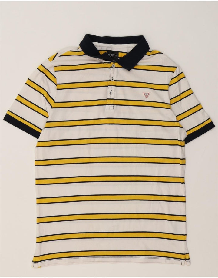 Cămașă polo Guess pentru bărbați din bumbac cu dungi albe mari