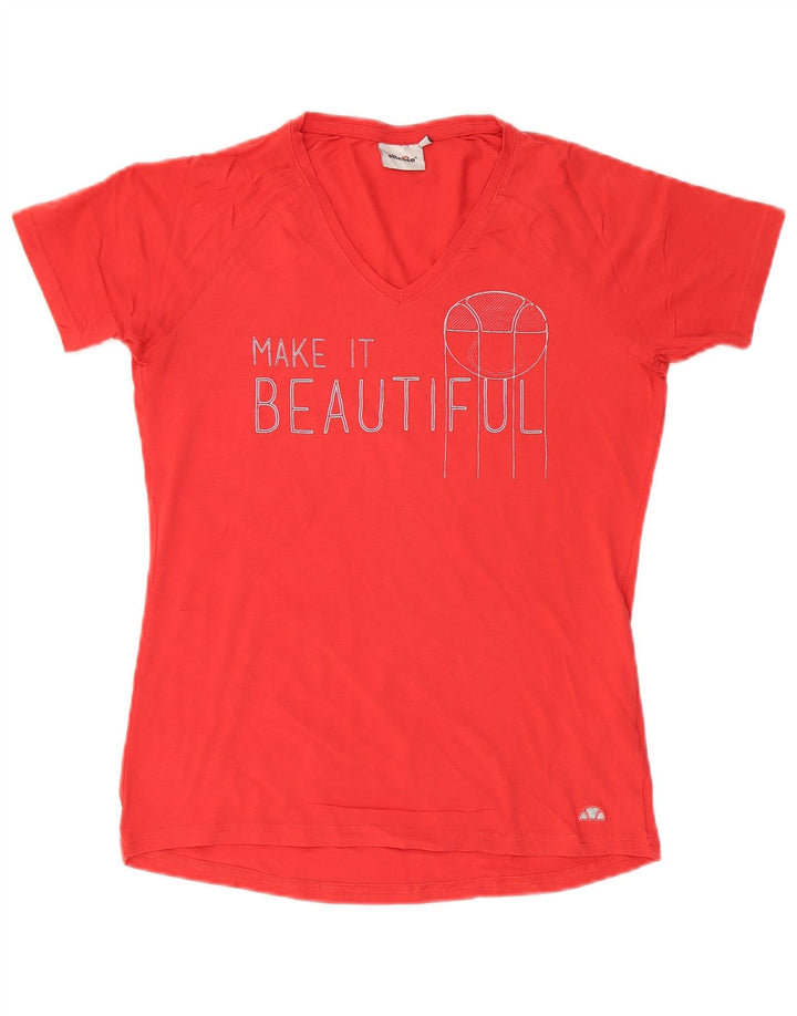 Tricou cu grafic pentru femei Ellesse Top UK 14, mare, roșu, bumbac