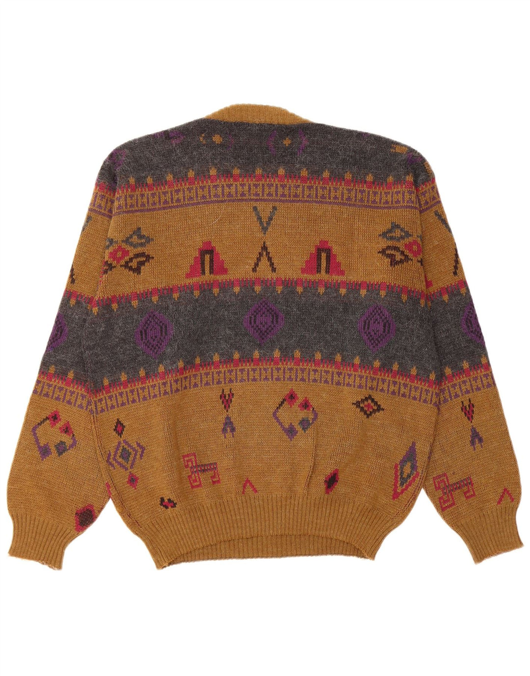 FRANK ALEXS Pulover pentru bărbați cu decolteu rotund IT 48 Maro Mediu Geometric