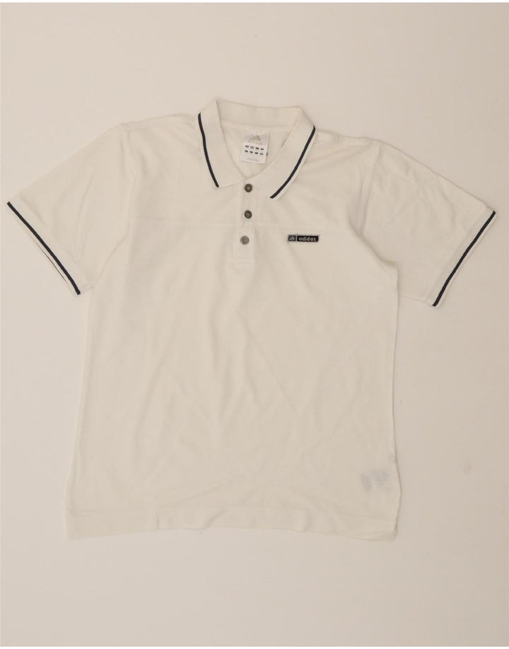 ADIDAS Mens Polo Shirt Medium White Cotton Vintage Adidas and Second-Hand Adidas from Messina Hembry 