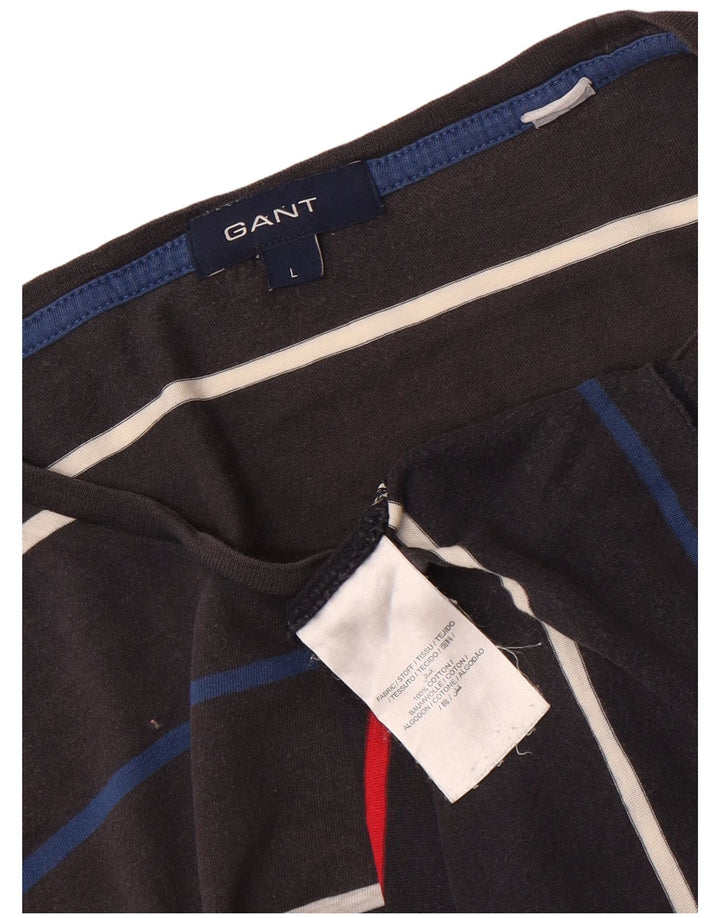 GANT Tricou pentru bărbați Top mare, gri, cu dungi din bumbac