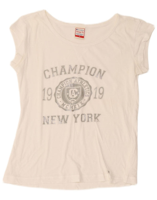 Tricou grafic Champion pentru femei Heritage Fit Top UK 14 Medium White
