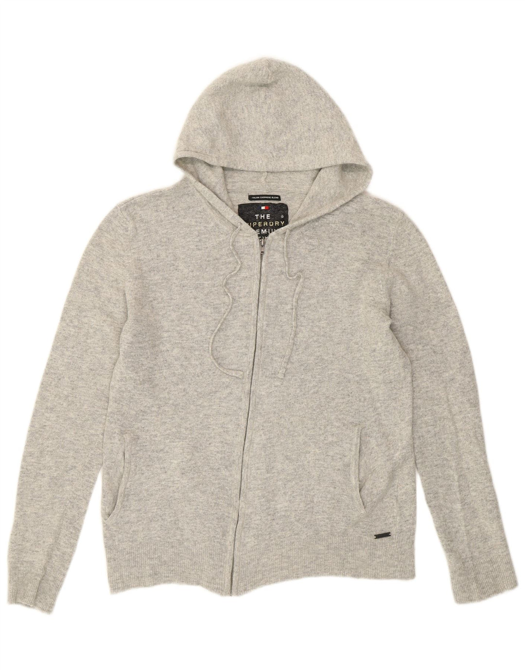 Pulover cardigan cu glugă Superdry pentru femei UK 14 Lână gri mediu