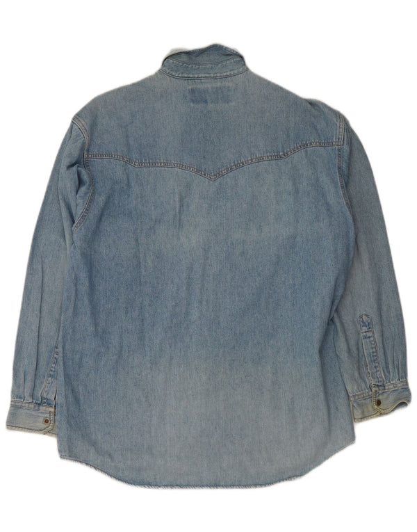 Vintage Mens Denim Shirt Medium Blue Cotton