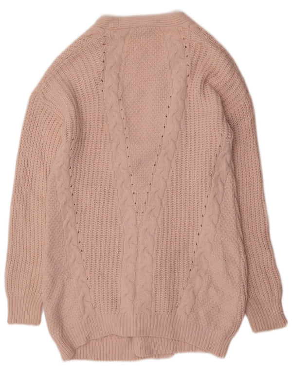 Lipsy Womens Longline Open Cardigan Sweater UK 10 Small Pink Acrylic