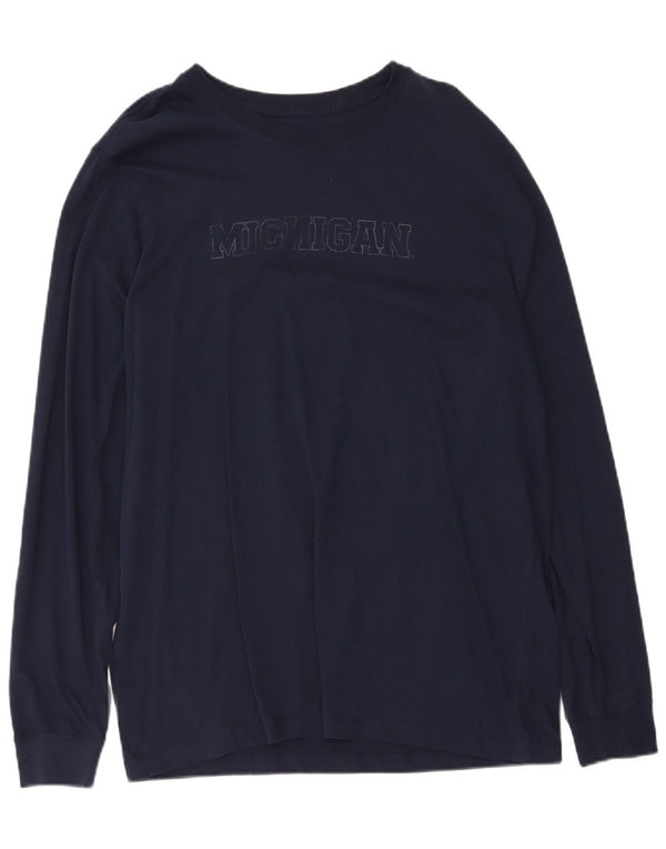 Nike pentru bărbați Michigan Graphic Top cu mânecă lungă XL, bumbac bleumarin