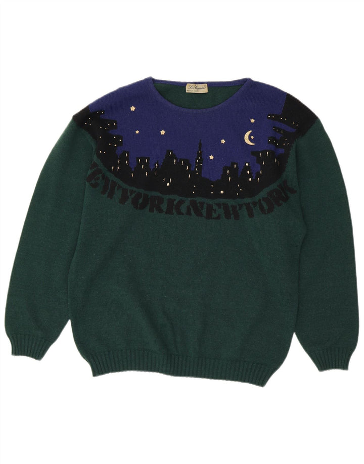 LES COPAINS Pulover pentru femei cu decolteu rotund Marea Britanie 18 XL Verde Colorblock