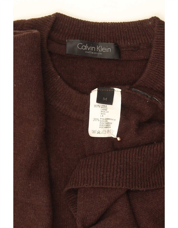 Pulover Calvin Klein pentru bărbați cu gât crew pulover din lână maro mediu