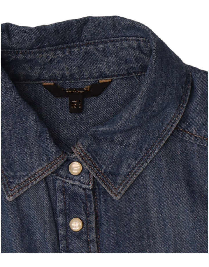 Cămașă de denim vintage pentru femei UK 16 Large Blue