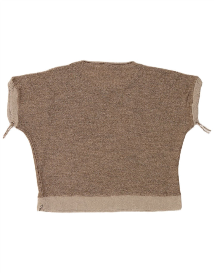Crop top supradimensionat vintage pentru femei UK 18 XL maro geometric modern