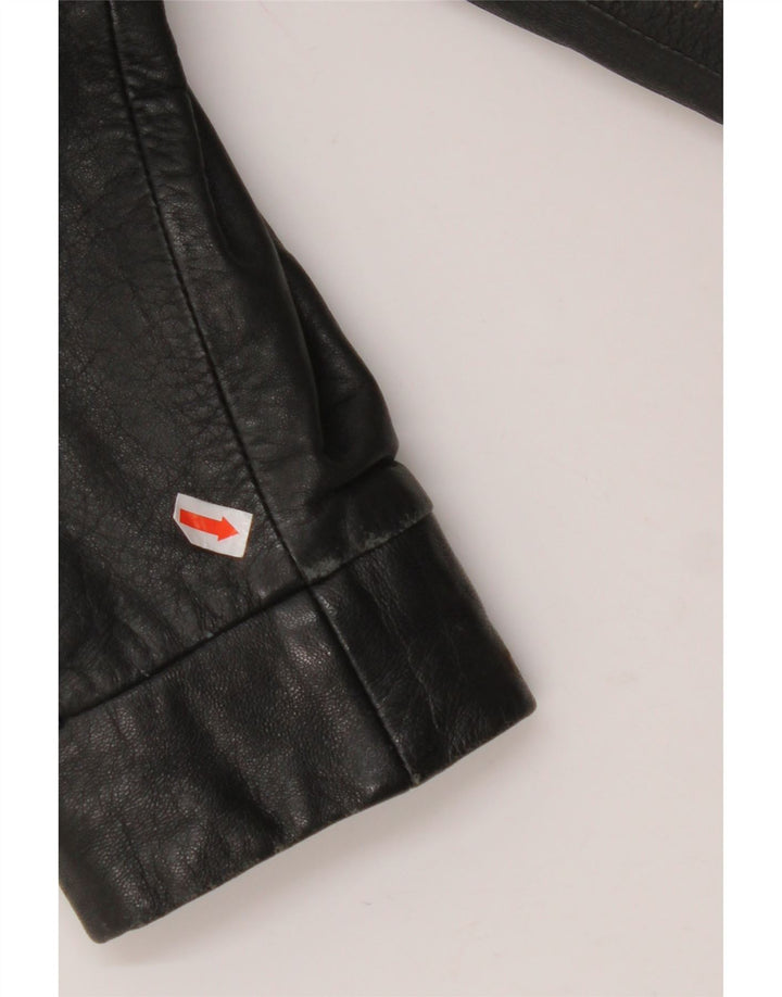 Palton de piele supradimensionat pentru femei VINTAGE IT 40 din piele neagră mică