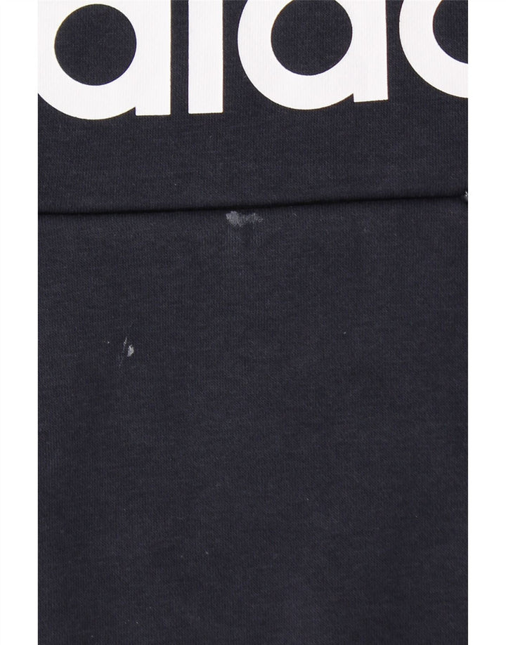 Pulover ADIDAS pentru damă, cu hanoră cu grafică, UK 12/14, bumbac mediu albastru bleumarin